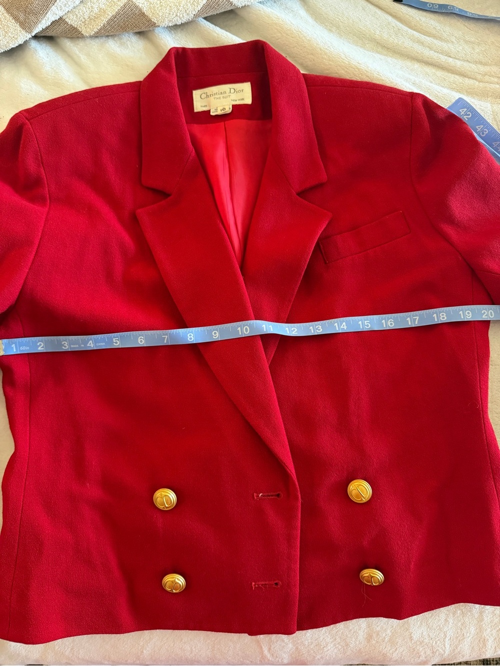 Vintage Christian Dior The Suit Red 100% Wool Double Breasted Blazer - Picture 6 of 9